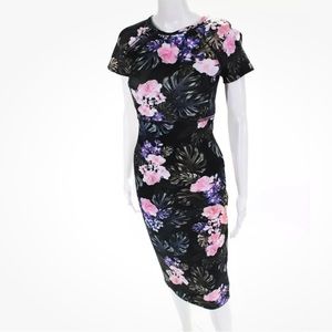 The Fifth Womens Floral Open Back Bodycon Dress Black Blue Pink Size XXS